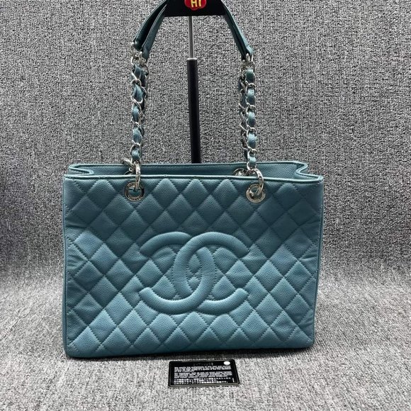 CHANEL Handbags - 100% Authentic CHANEL GST Blue Caviar Tote Bag